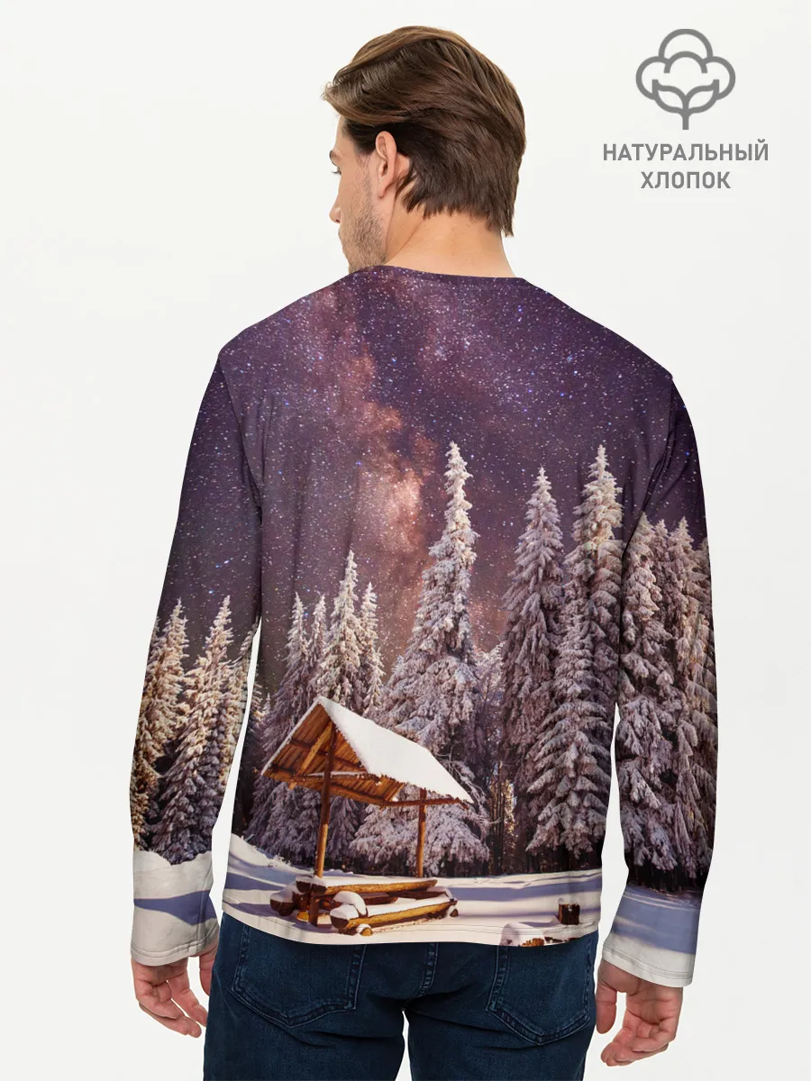 Мужской лонгслив базовый / Лес мой храм