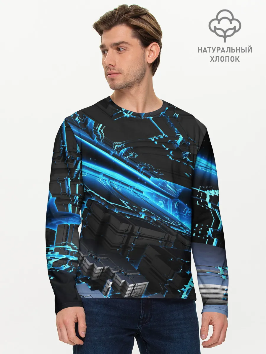 Мужской лонгслив базовый / DIGITAL ABSTRACT