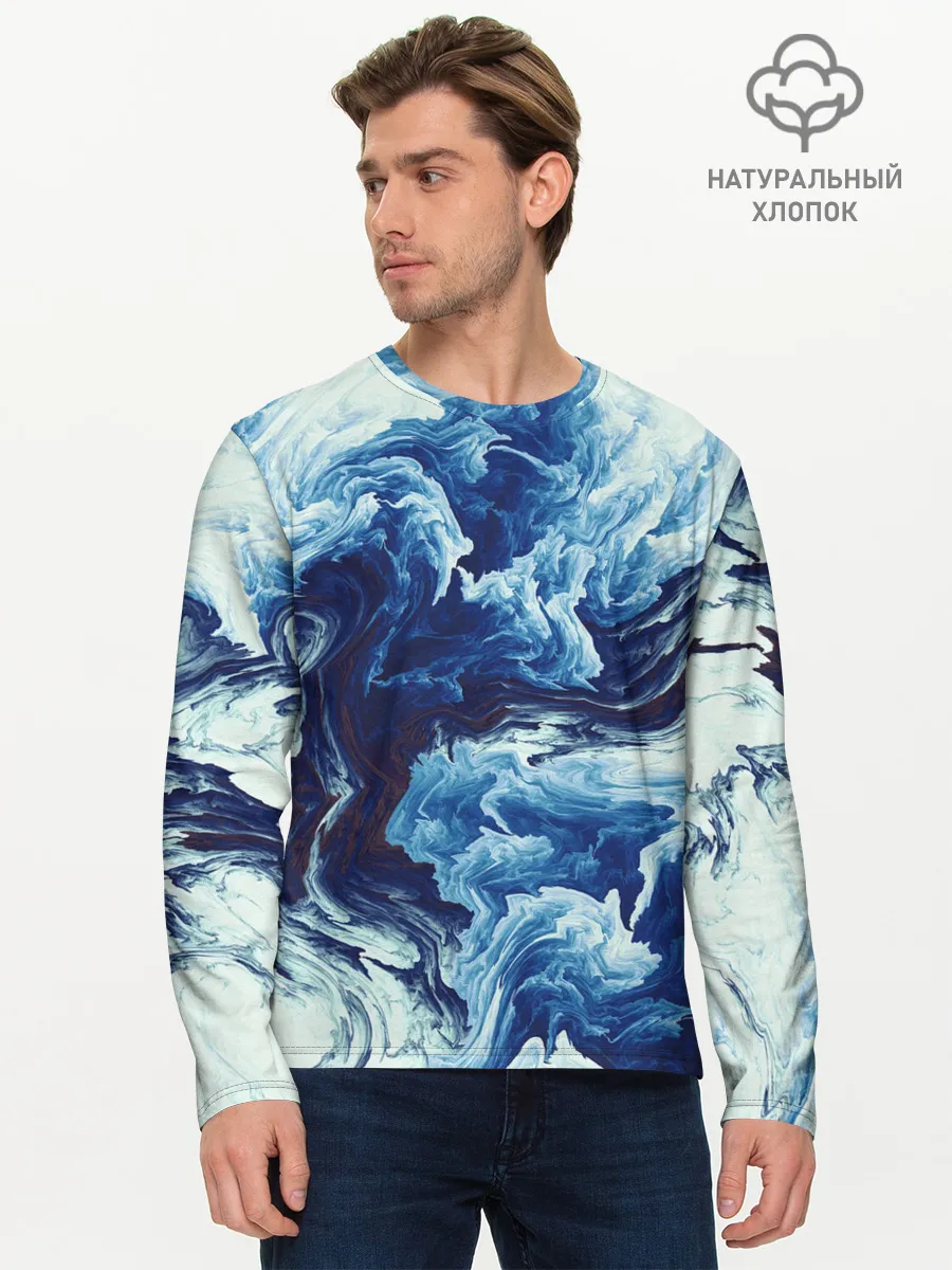Мужской лонгслив базовый / Абстракция смешивание разводы