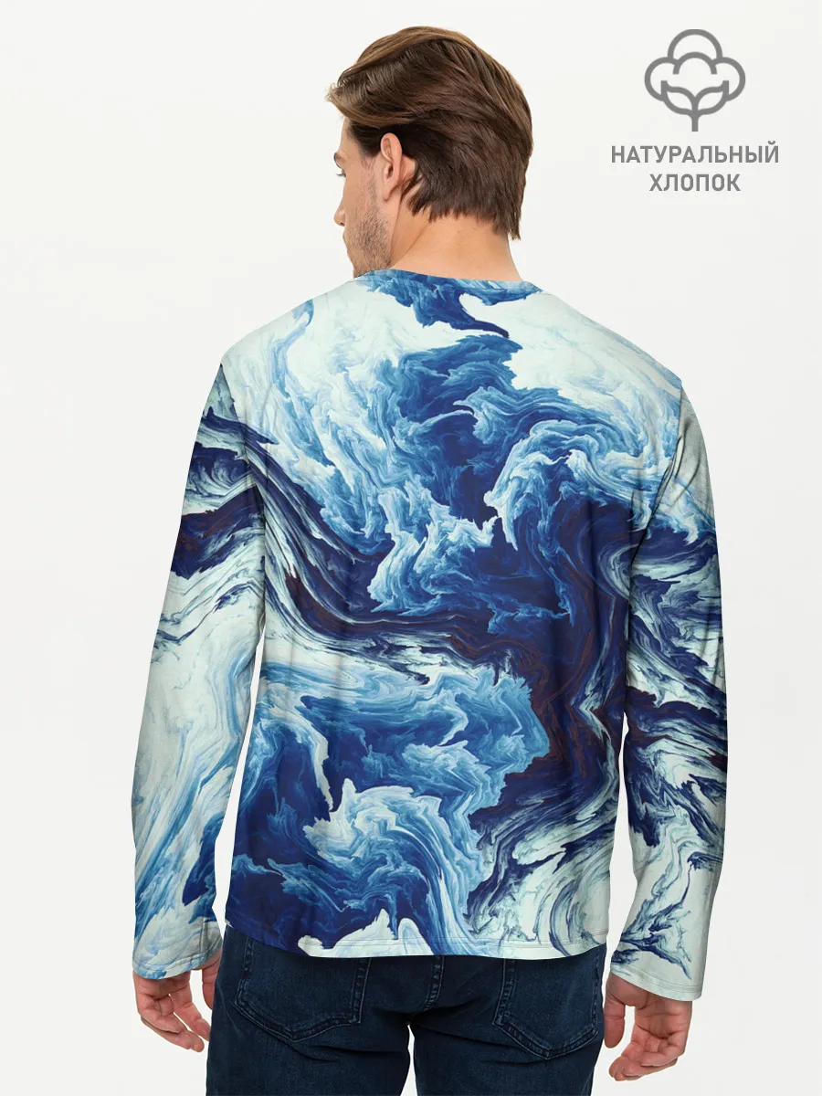 Мужской лонгслив базовый / Абстракция смешивание разводы