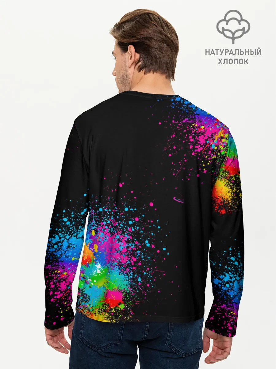 Мужской лонгслив базовый / Брызги красок