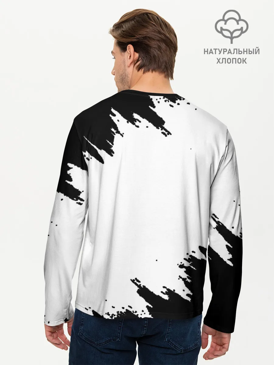 Мужской лонгслив базовый / Панда | ЧБ