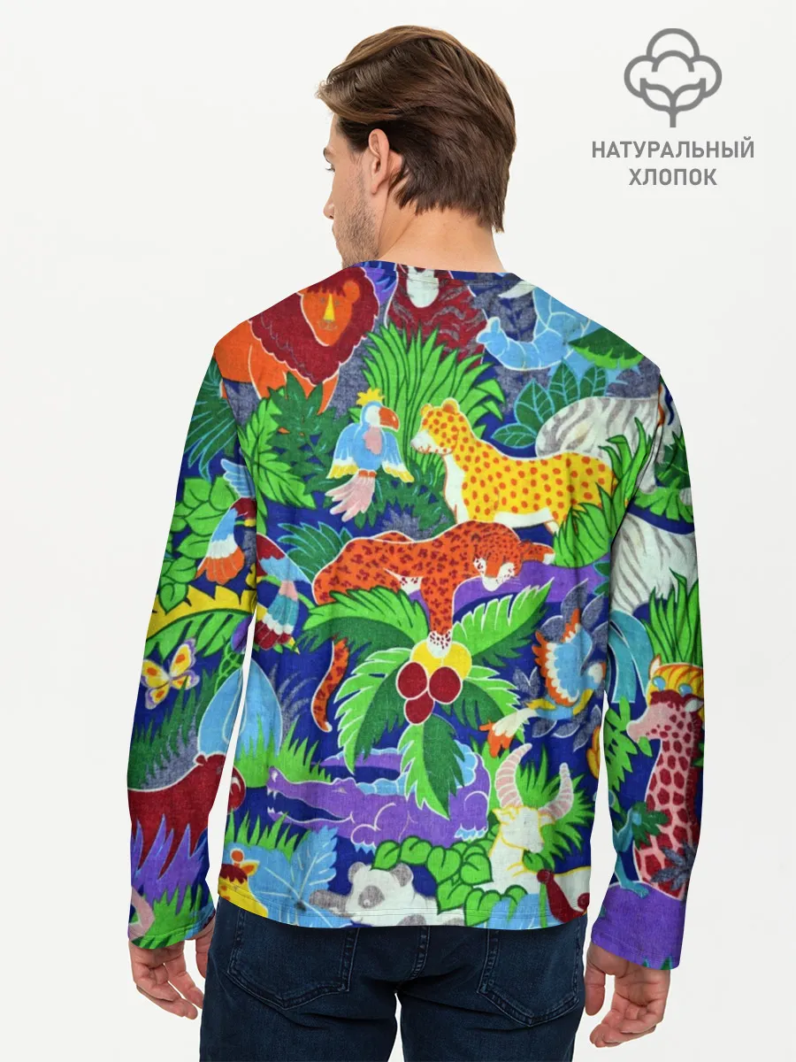 Мужской лонгслив базовый / Текстура Холст | Сафари