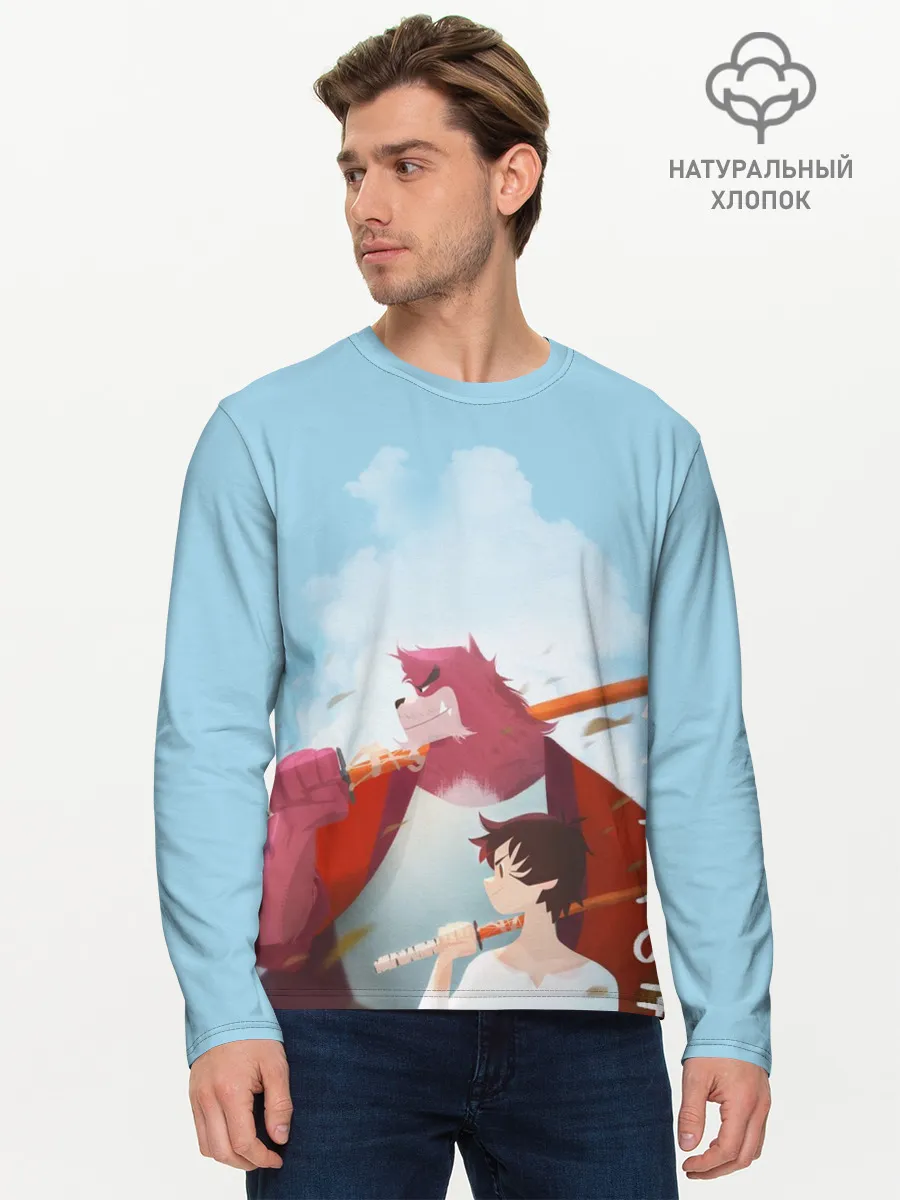 Мужской лонгслив базовый / Куматэцу и его ученик