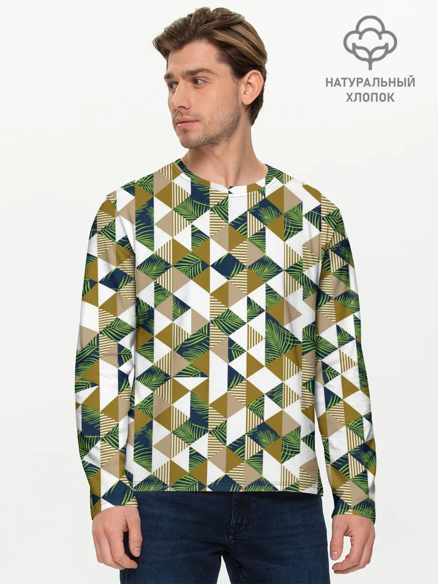 Мужской лонгслив базовый / Хипстерские треугольники
