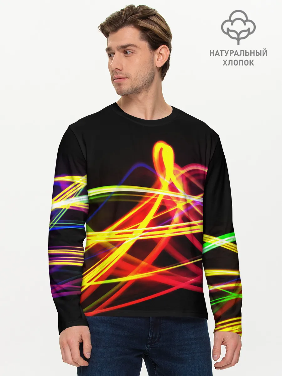 Мужской лонгслив базовый / АБСТРАКТНЫЕ ЛУЧИ
