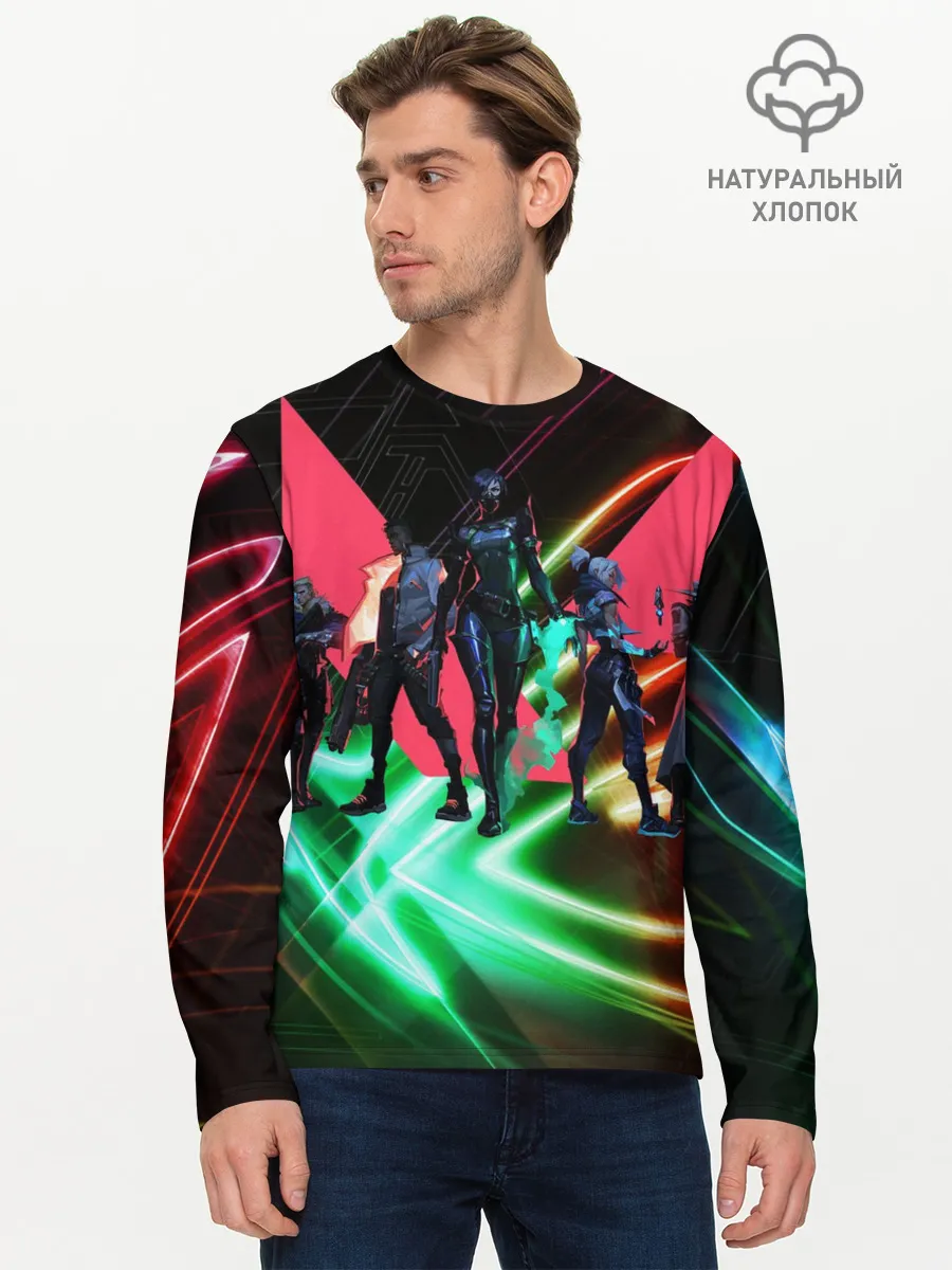 Мужской лонгслив базовый / Valorant | Neon