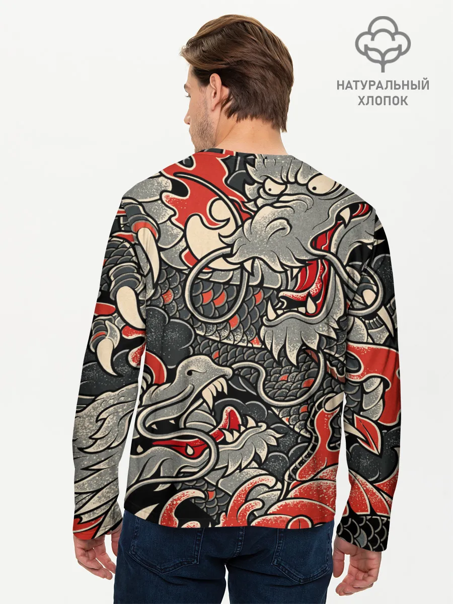 Мужской лонгслив базовый / Dsquared tatoo DRAGON