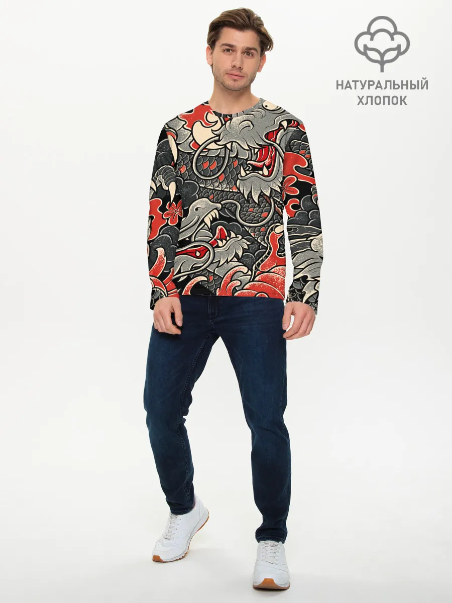 Мужской лонгслив базовый / Dsquared tatoo DRAGON