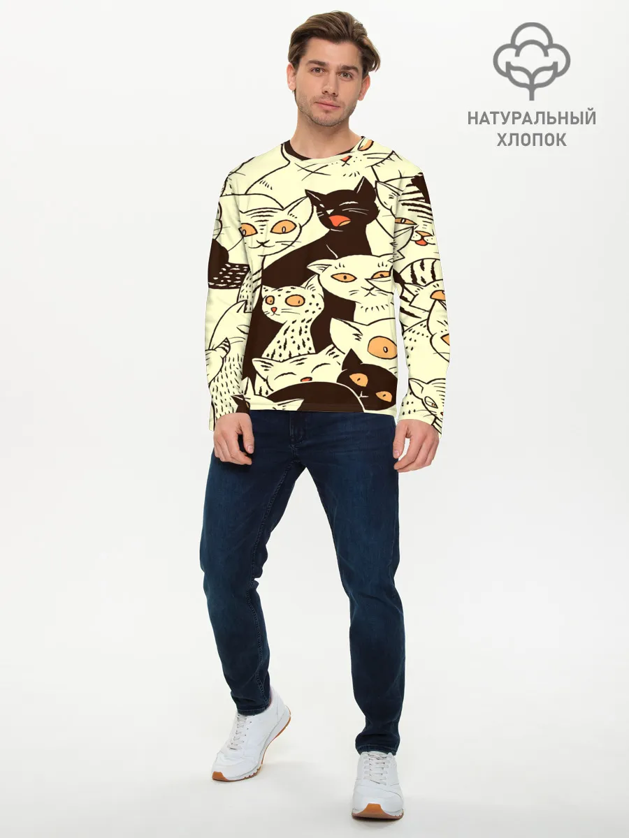 Мужской лонгслив базовый / КОТЯТА ПАТТЕРН