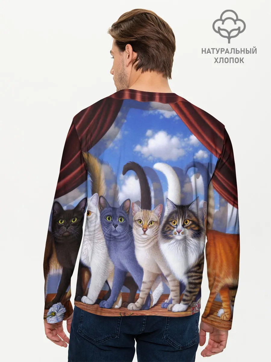 Мужской лонгслив базовый / Коты