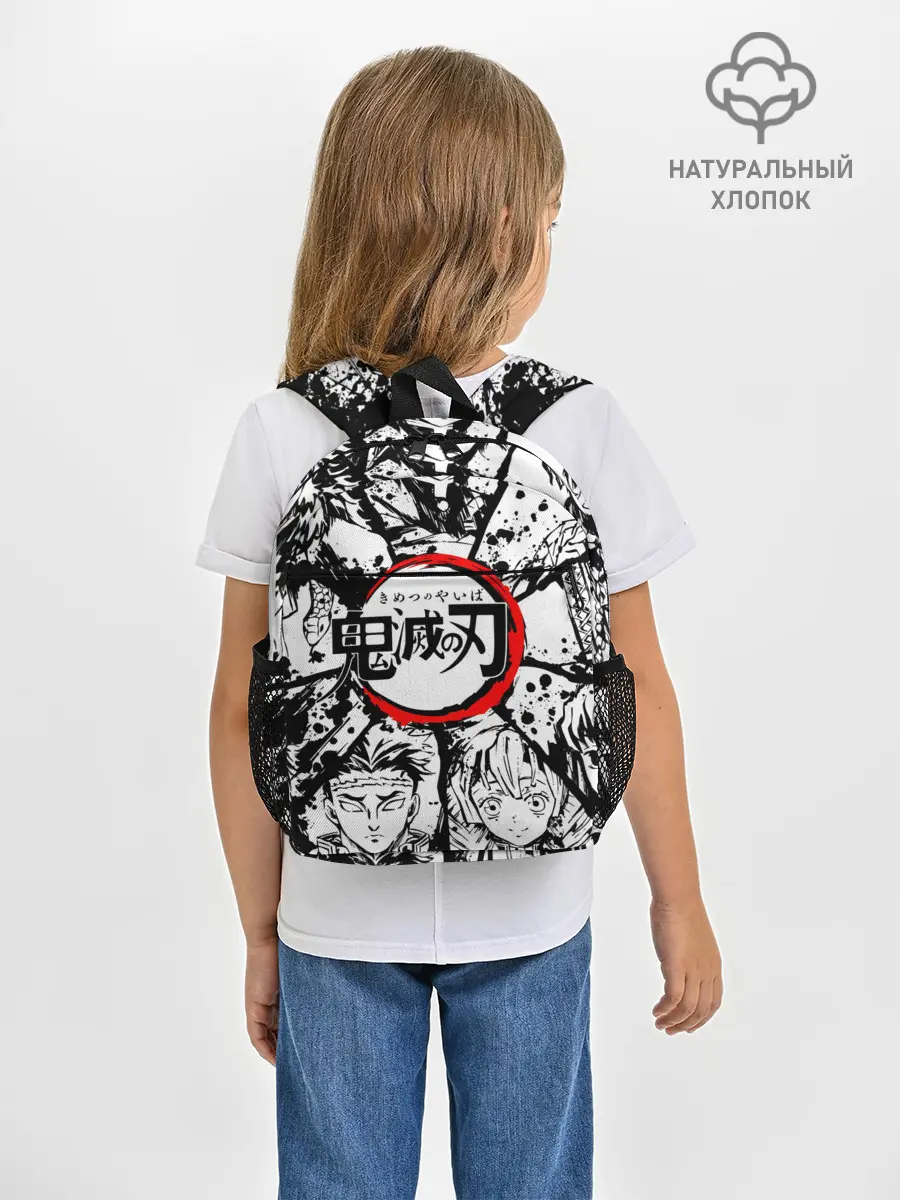 Рюкзак детский / Kimetsu no yaiba чернобелый коллаж