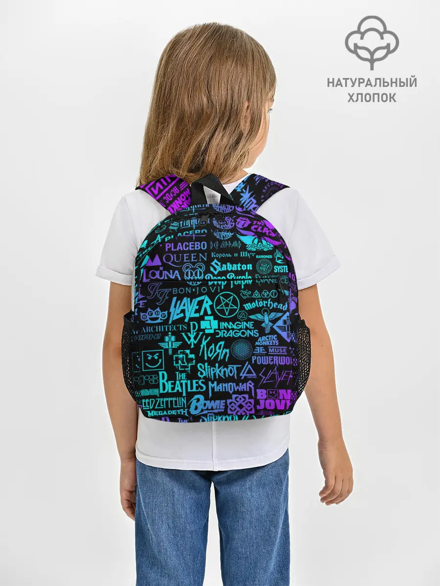 Рюкзак детский / ЛОГОТИПЫ РОК ГРУПП НЕОН
