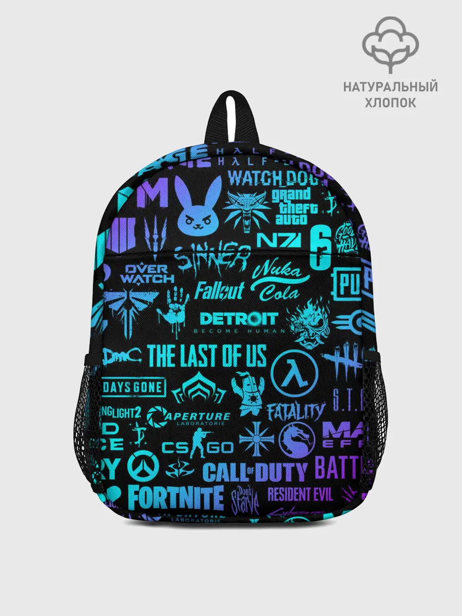 Рюкзак детский / ЛОГОТИПЫ ИГР НЕОН / NEON GAMES LOGO