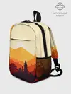 Рюкзак детский / Горы закат пейзаж лиса арт