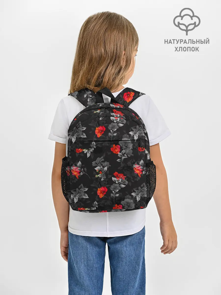 Рюкзак детский / Красные цветы