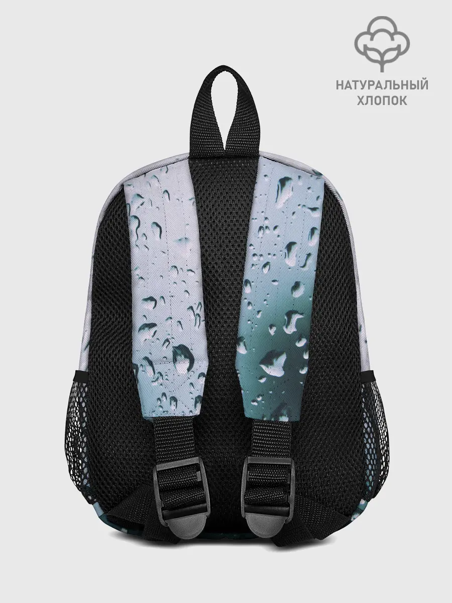 Рюкзак детский / Капли окно стекло дождь серо