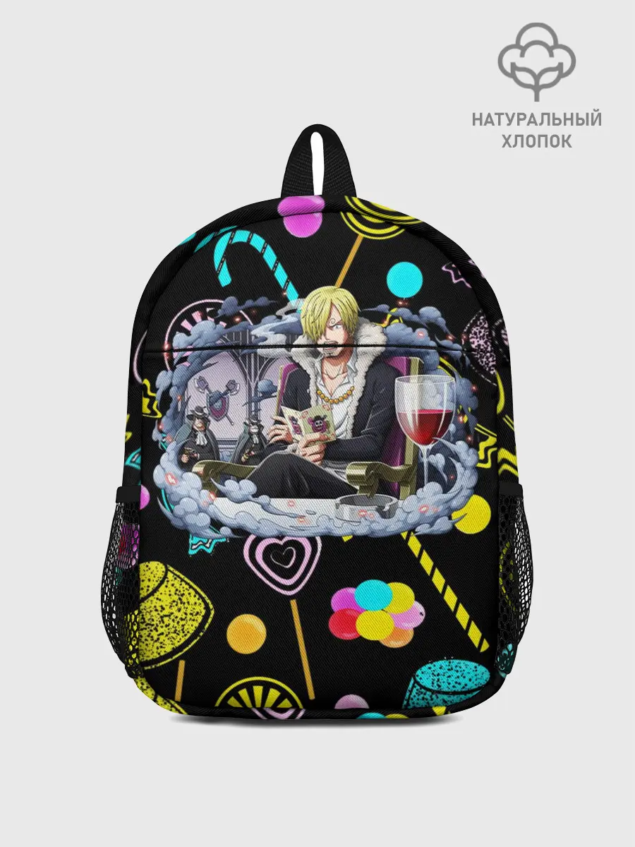 Рюкзак детский / Винсмок Санджи. Фон со сладостями