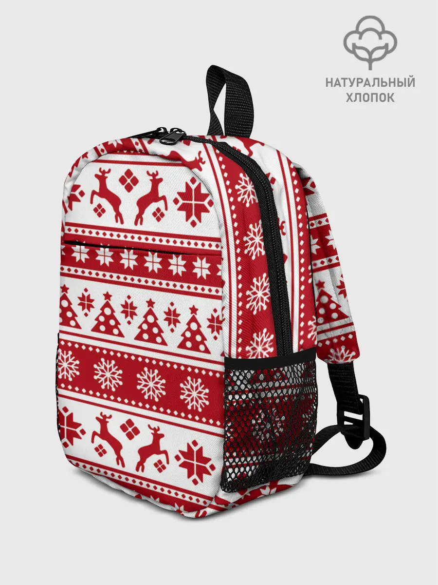 Рюкзак детский / Новый Год | Олени и снежинки