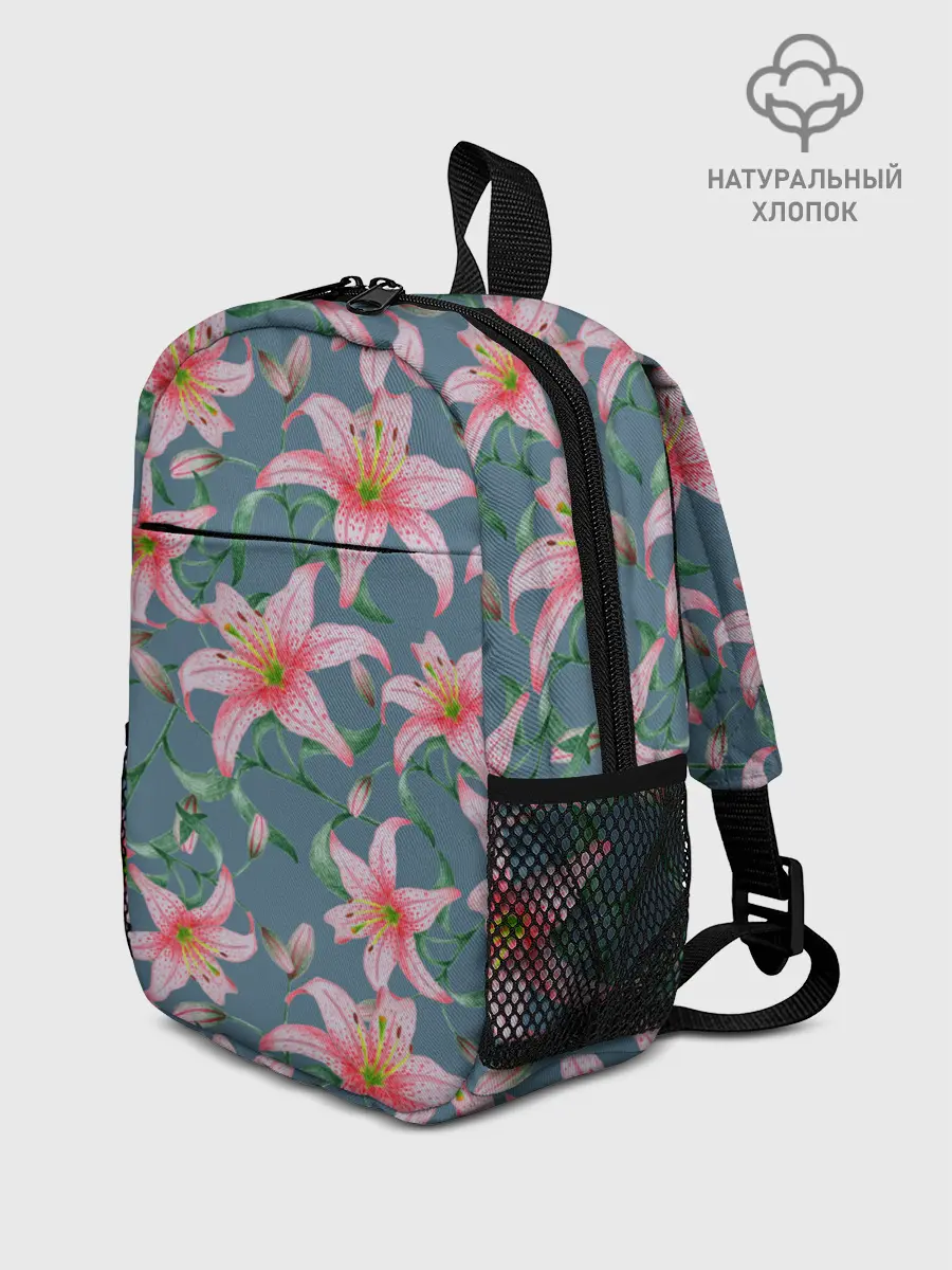 Рюкзак детский / Лилии на сером фоне