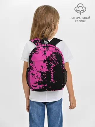 Рюкзак детский / Love anime розовые кляксы на черном
