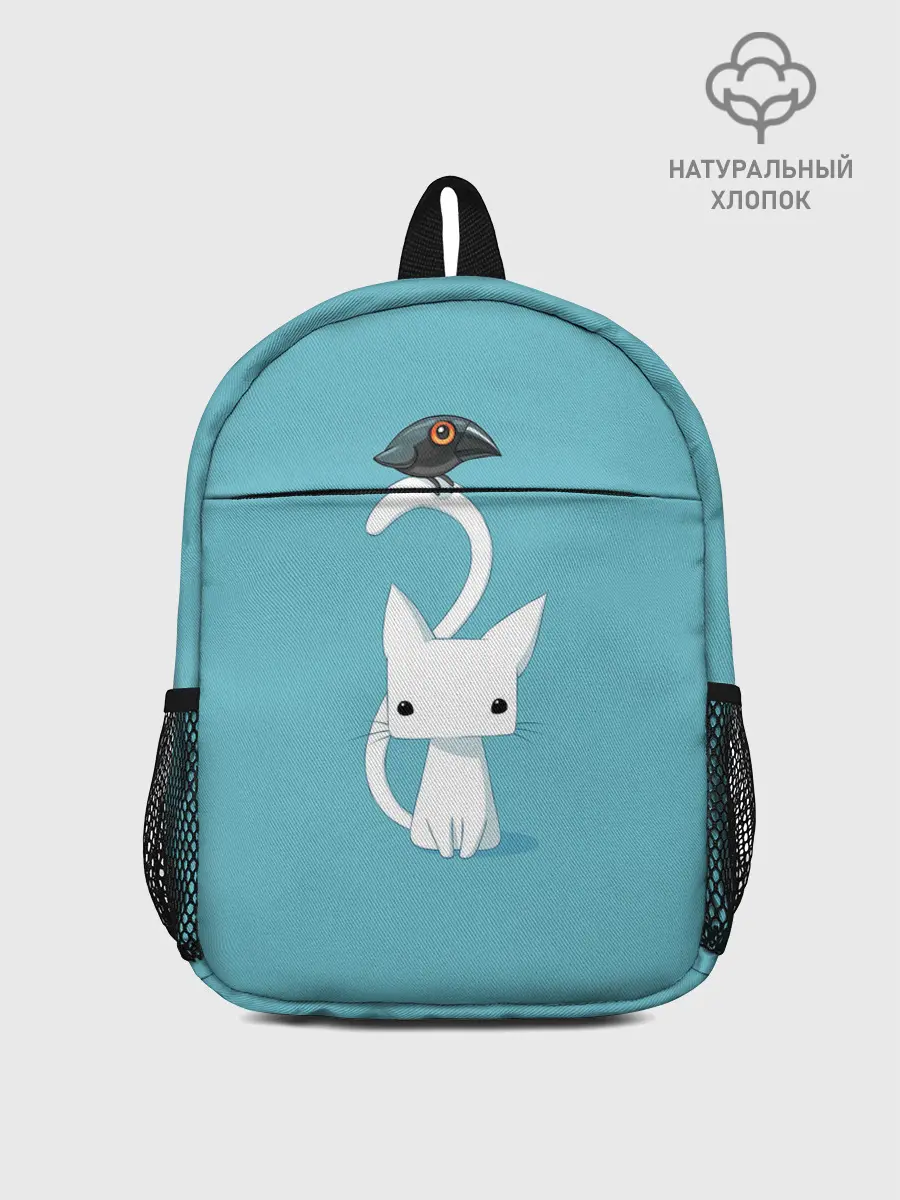 Рюкзак детский / Белый котик и воробушек