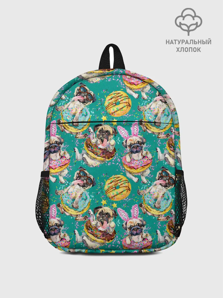 Рюкзак детский / Мопсы в пончиках