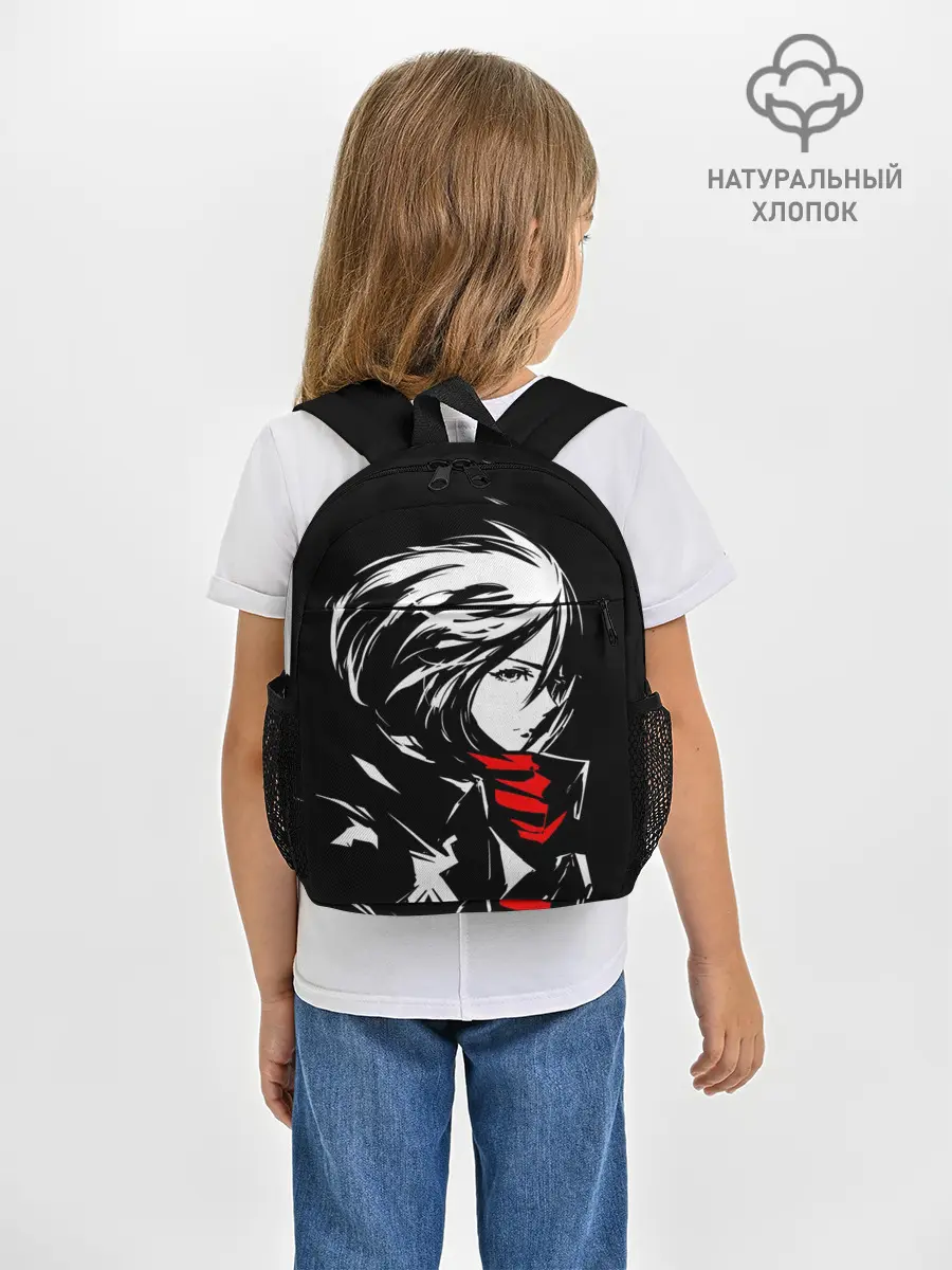 Рюкзак детский / Черно-белая Микаса Аккерман
