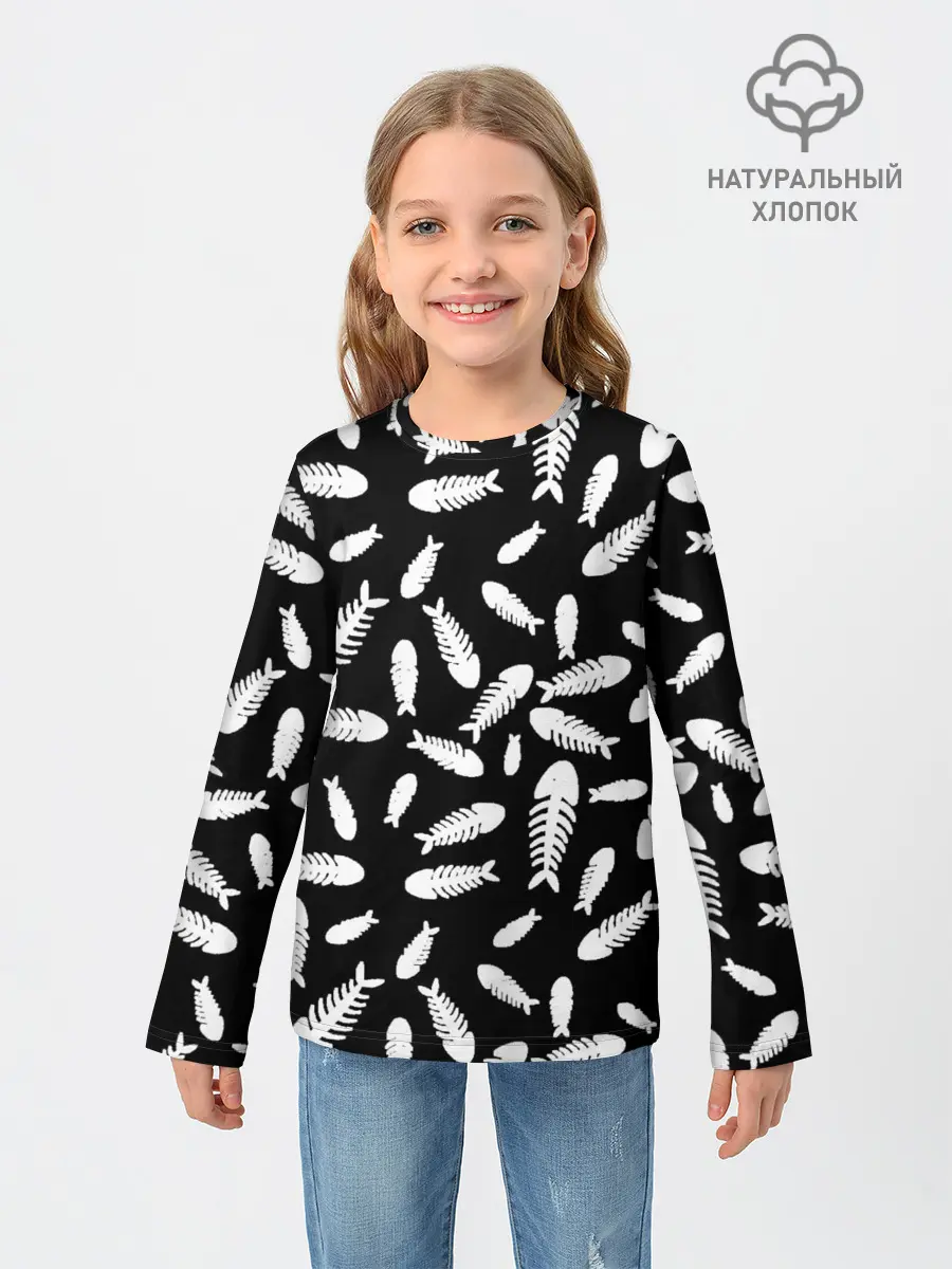 Детский лонгслив / Скелеты рыб