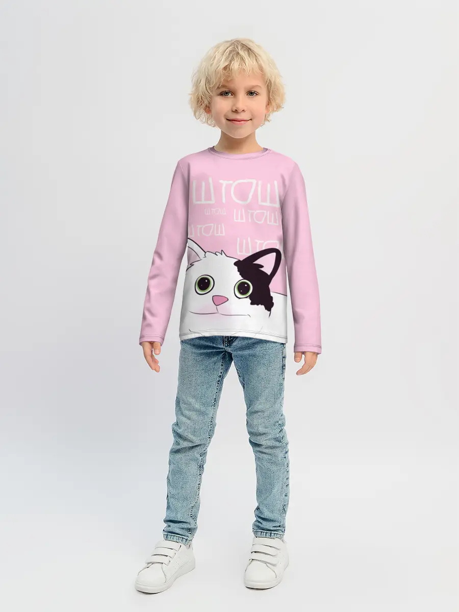 Детский лонгслив / котик штош