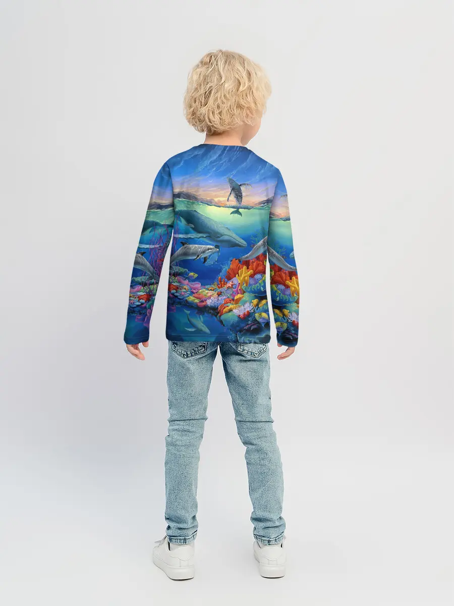 Детский лонгслив / Киты и дельфины