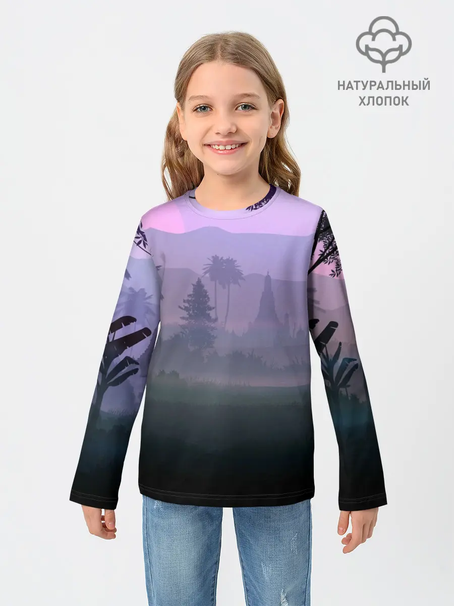 Детский лонгслив / forest at sunset