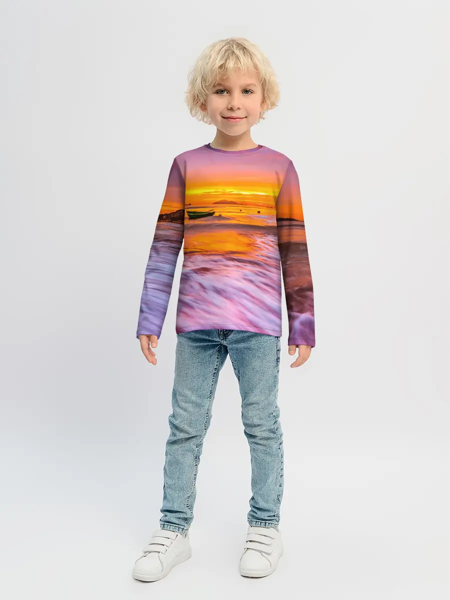 Детский лонгслив / Закат на пляже