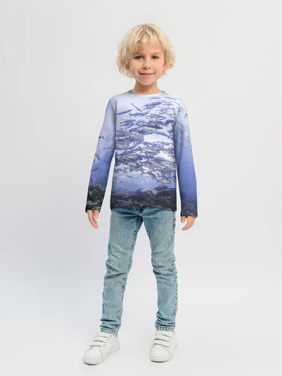 Детский лонгслив / Косяк рыбы