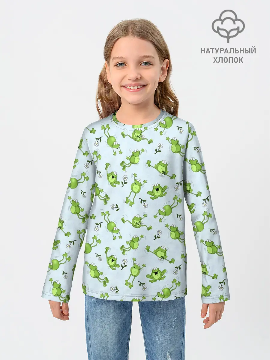 Детский лонгслив / Веселые лягушки