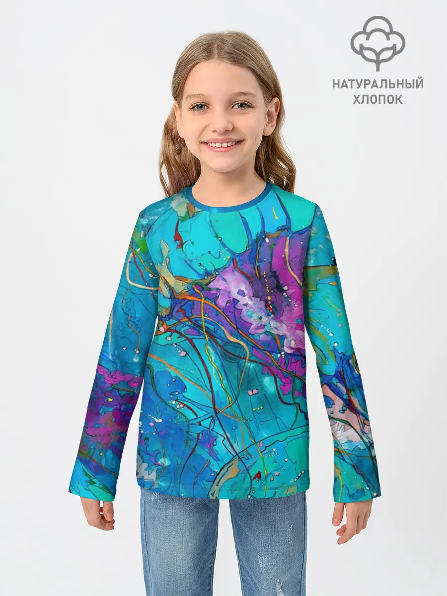 Детский лонгслив / Красочная медуза