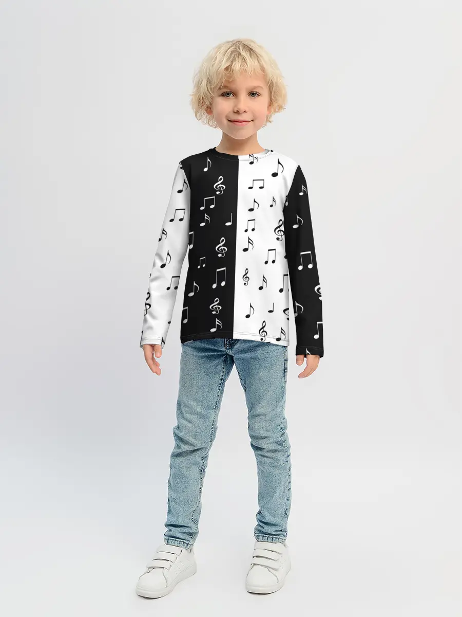 Детский лонгслив / черное и белое | Black & white