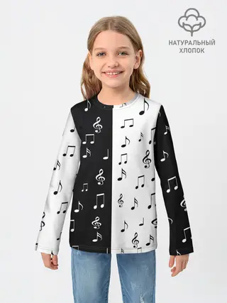 Детский лонгслив / черное и белое | Black & white