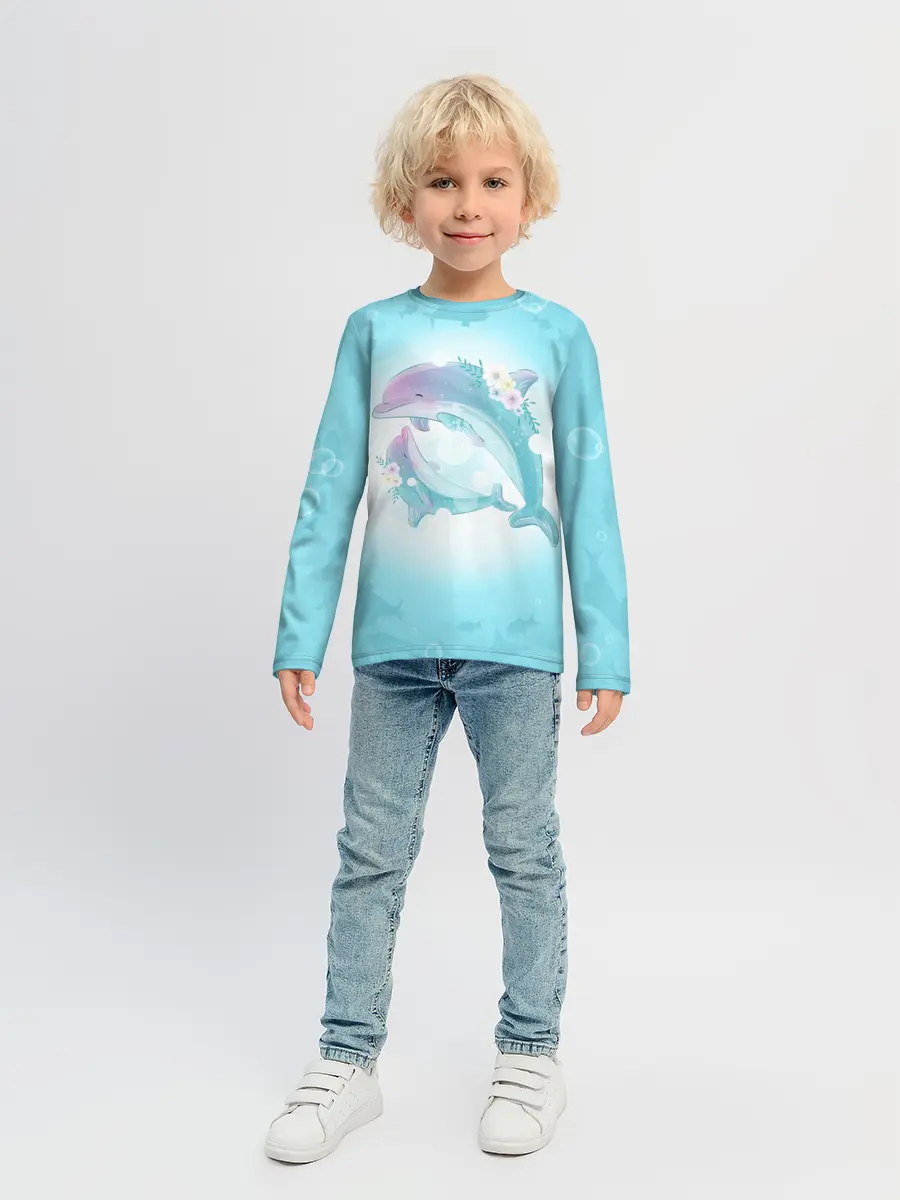 Детский лонгслив / Два дельфина