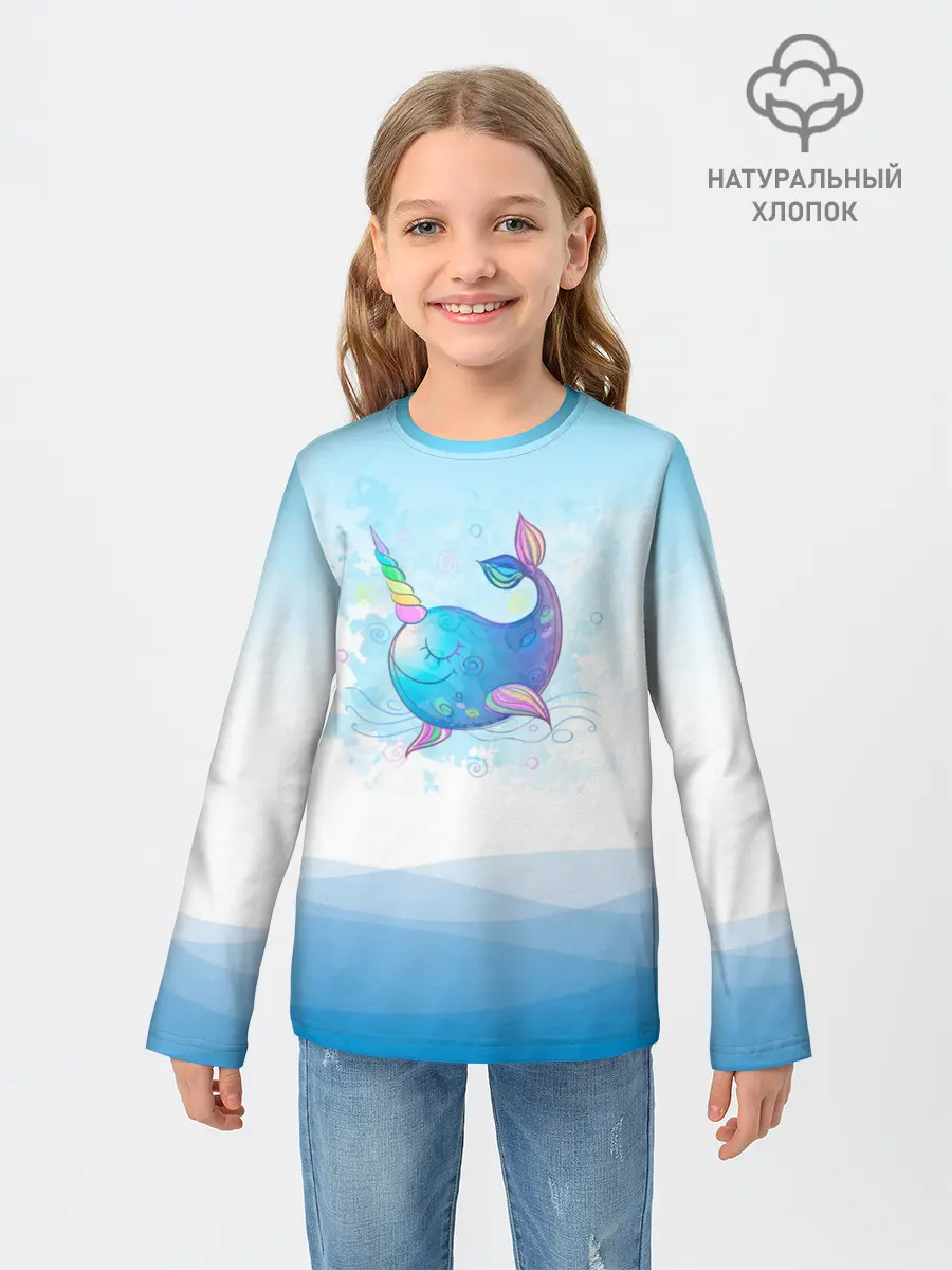 Детский лонгслив / Дельфин единорог