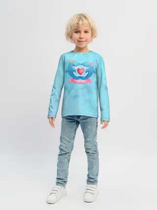 Детский лонгслив / Два дельфина. I love you