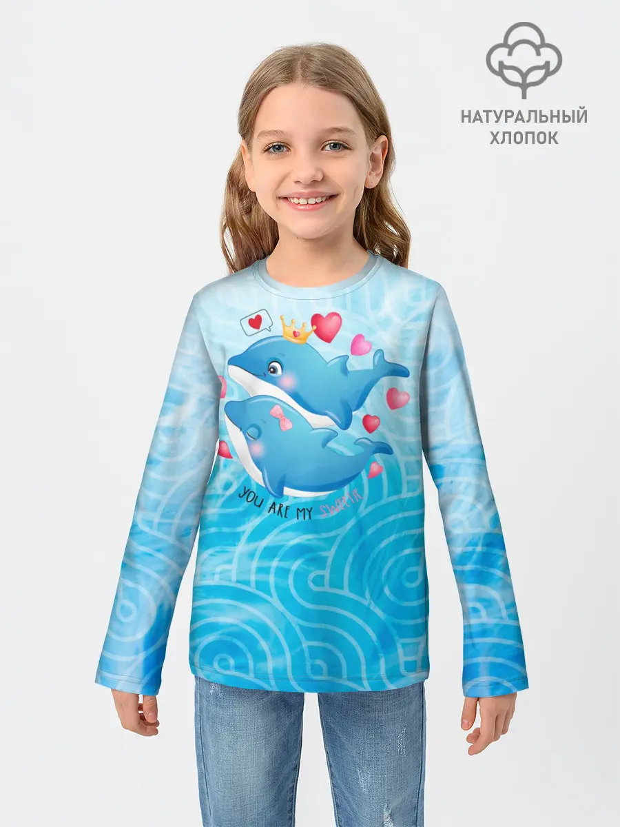 Детский лонгслив / Два дельфина