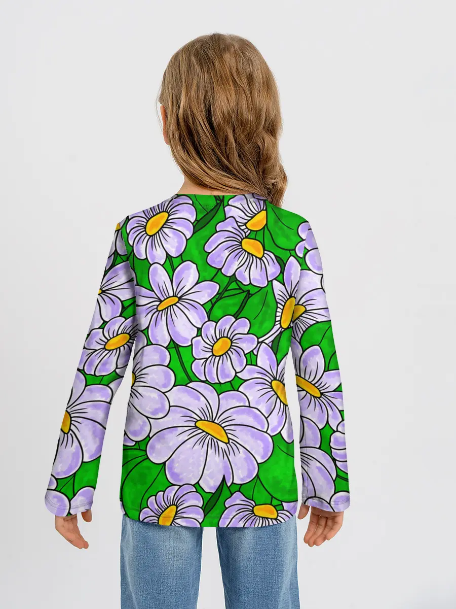 Детский лонгслив / Цветы Лавандовые ромашки