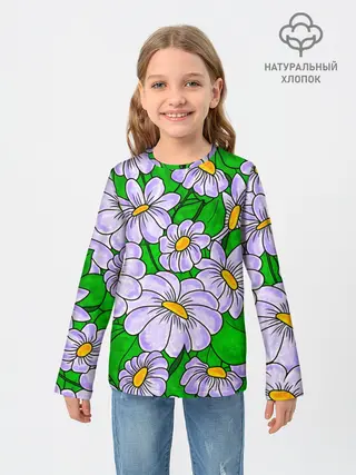 Детский лонгслив / Цветы Лавандовые ромашки