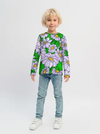 Детский лонгслив / Цветы Лавандовые ромашки