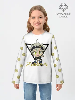 Детский лонгслив / Маленький Аста Черный Клевер