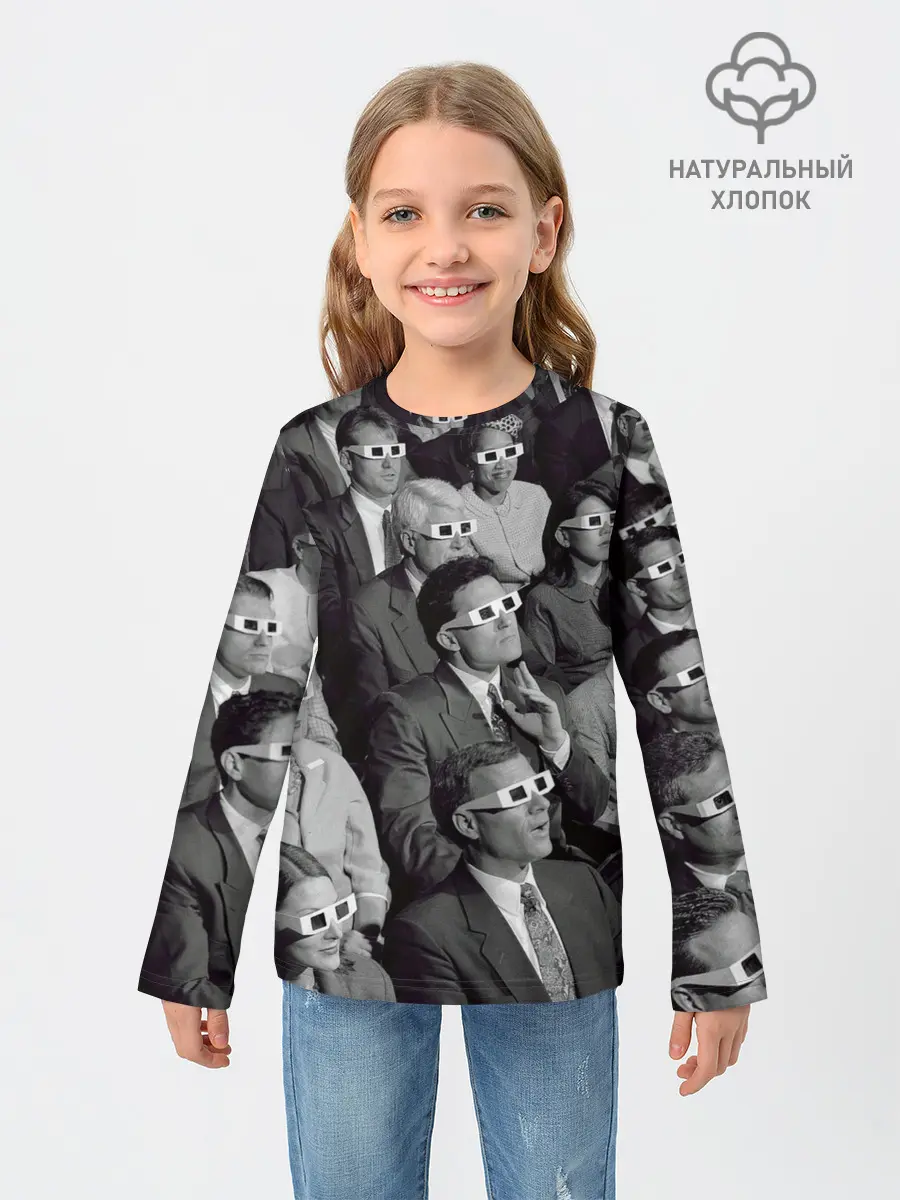 Детский лонгслив / Люди смотрят фильм в 3d очках