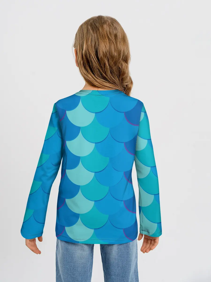 Детский лонгслив / Синяя чешуя рыбы