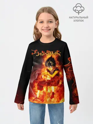 Детский лонгслив / Юно в огне | Чёрный клевер