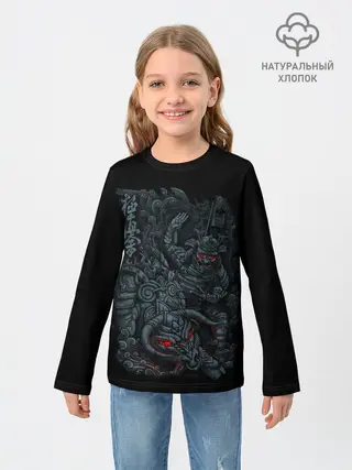 Детский лонгслив / САМУРАЙ УКРОЩАЕТ БЫКА